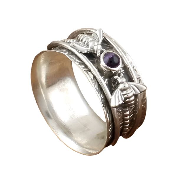 Beroligende Ring med Bi og Krystal | Meditationssmykke