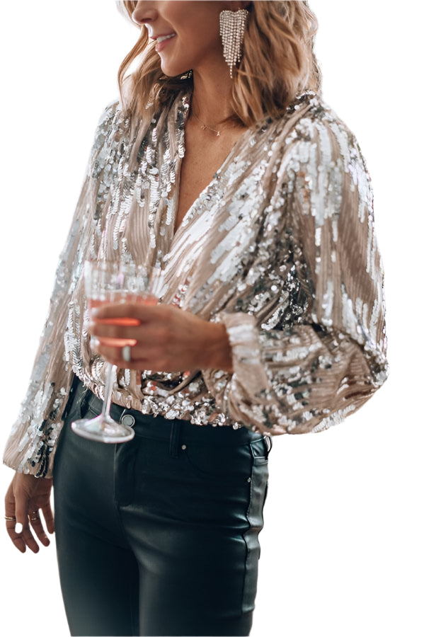 Moderne Skinnende Fest Bluse