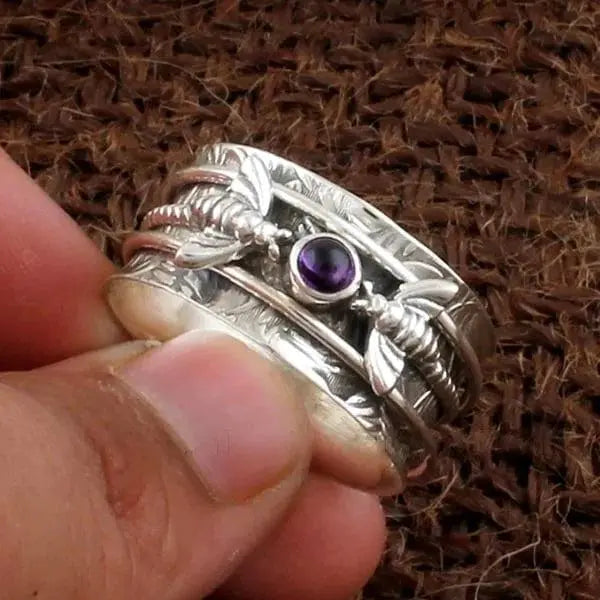 Beroligende Ring med Bi og Krystal | Meditationssmykke