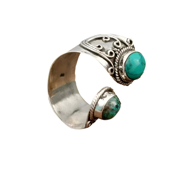 Stilren Ring med Ægte Turkis | Tidløst Design med To Sten