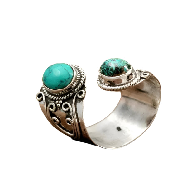 Stilren Ring med Ægte Turkis | Tidløst Design med To Sten