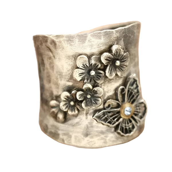 Romantisk Ring med Sommerfugl og Blomster | Boheme Naturstil