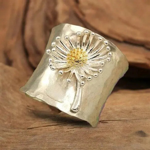 Bred Marguerit Ring i Sølvlook | Vintage-inspireret
