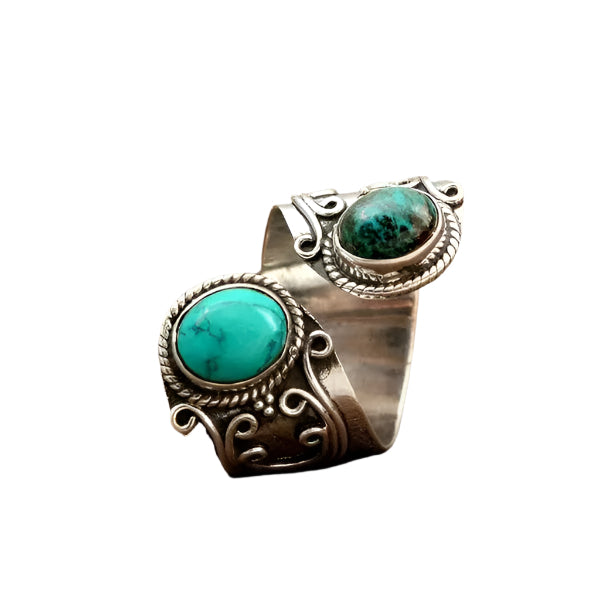 Stilren Ring med Ægte Turkis | Tidløst Design med To Sten
