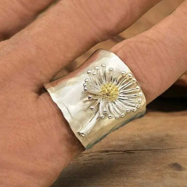 Bred Marguerit Ring i Sølvlook | Vintage-inspireret