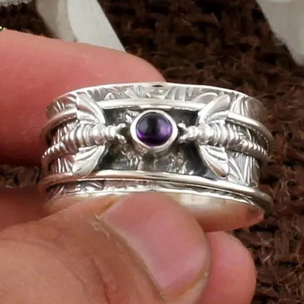 Beroligende Ring med Bi og Krystal | Meditationssmykke