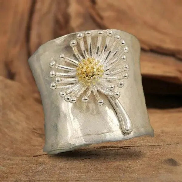Bred Marguerit Ring i Sølvlook | Vintage-inspireret
