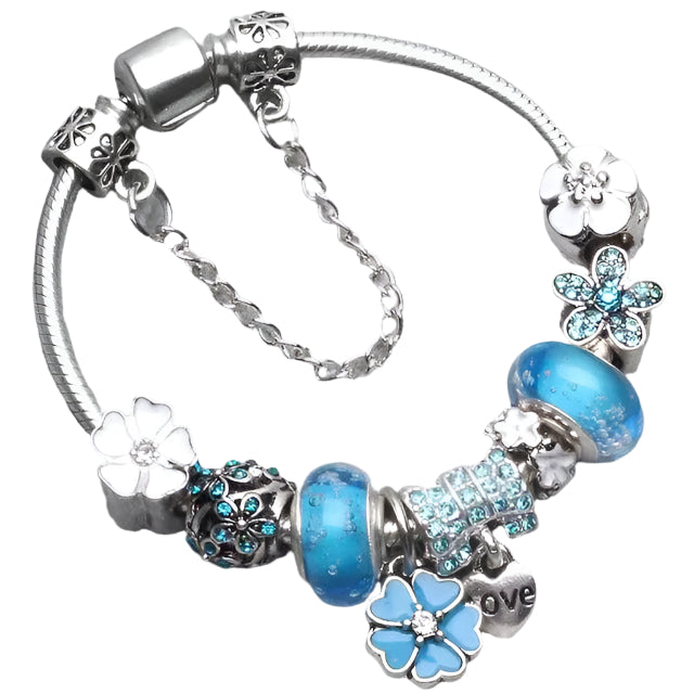 Elegant Blåt Armbånd i Sølv | Klassisk Stil til Enhver Anledning
