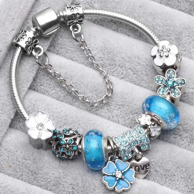 Elegant Blåt Armbånd i Sølv | Klassisk Stil til Enhver Anledning