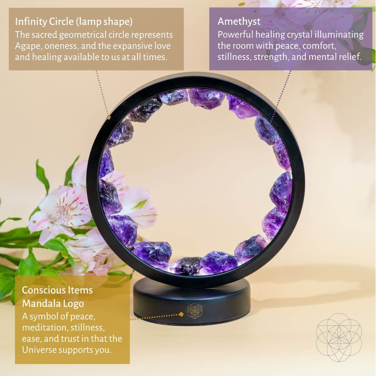 Halo Lampe | Amethystens Beskyttelse og Beroligelse