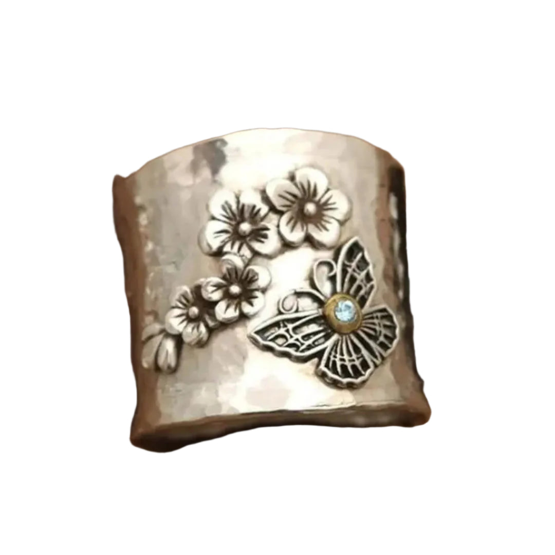 Romantisk Ring med Sommerfugl og Blomster | Boheme Naturstil