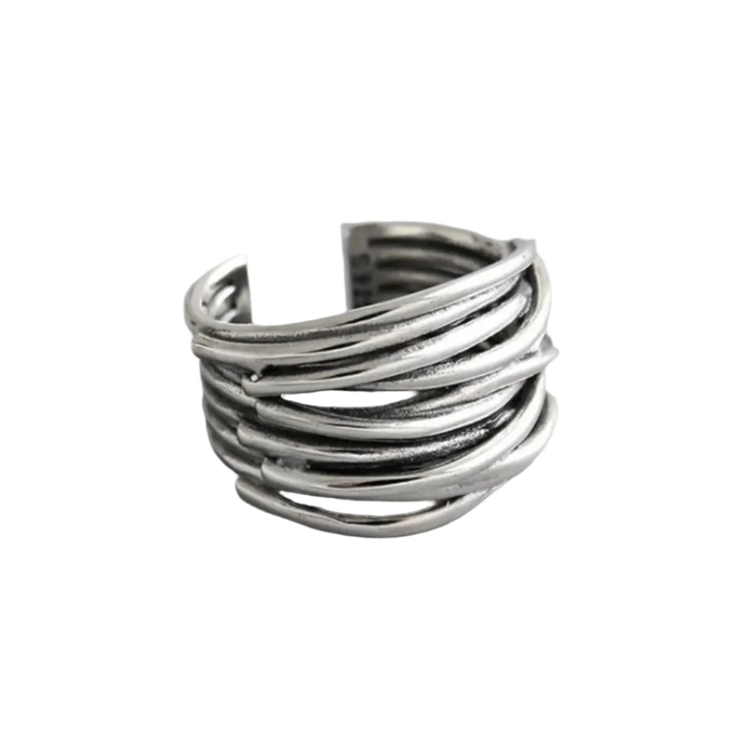 Minimalistisk Lagdelt Ring i Sølv | Fleksibel og Elegant Pasform