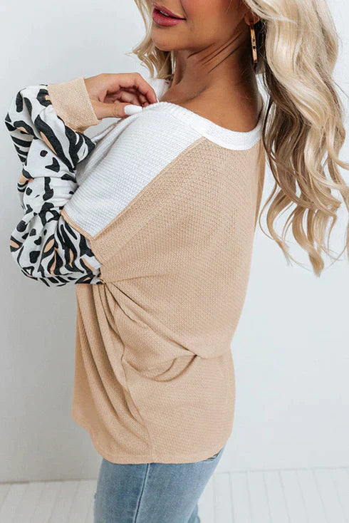 Casual Leopard Top med Struktureret Design | Perfekt til Hverdagsbrug