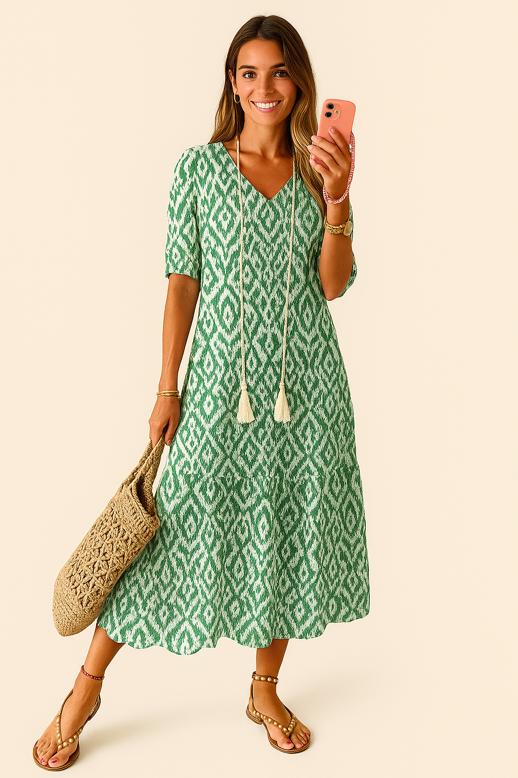 Elegant kjole med lange ermer | Figursydd kjole