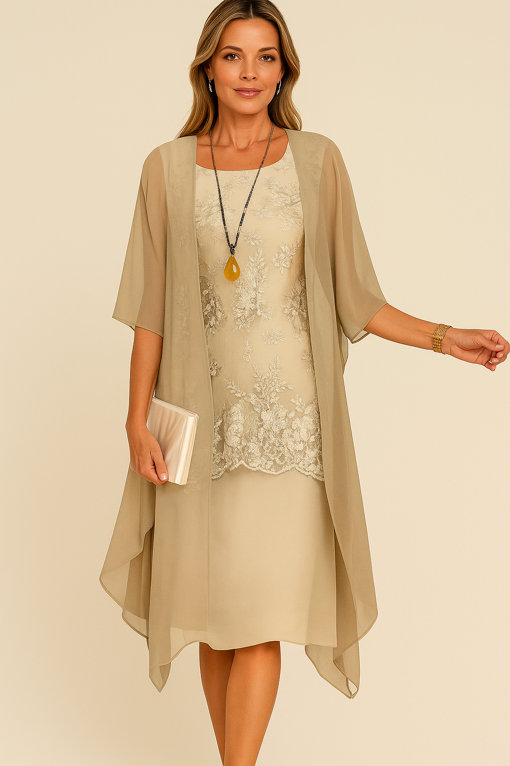 Elegant Party Dress in Chiffon | With Feminine Cut