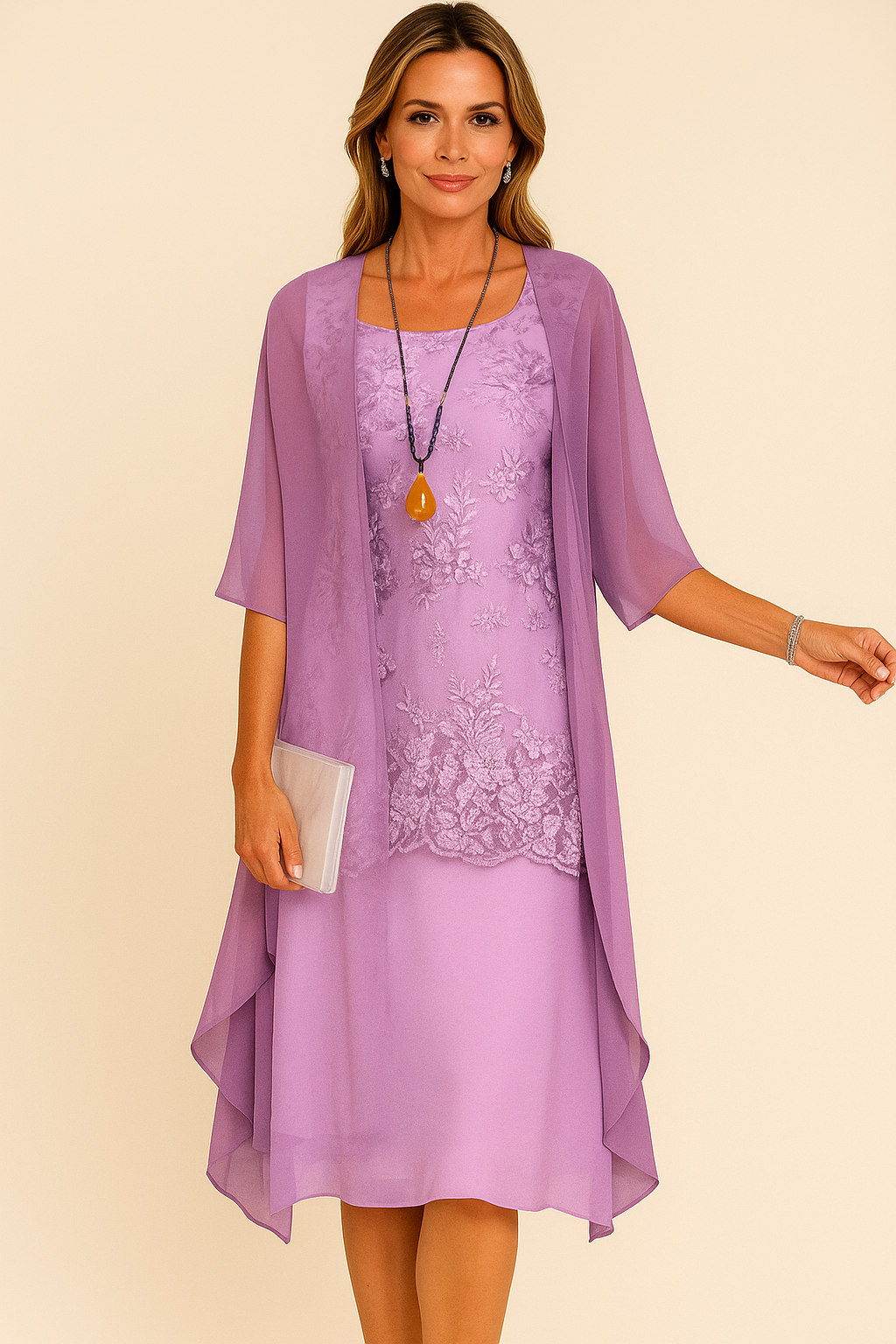 Elegant Party Dress in Chiffon | With Feminine Cut