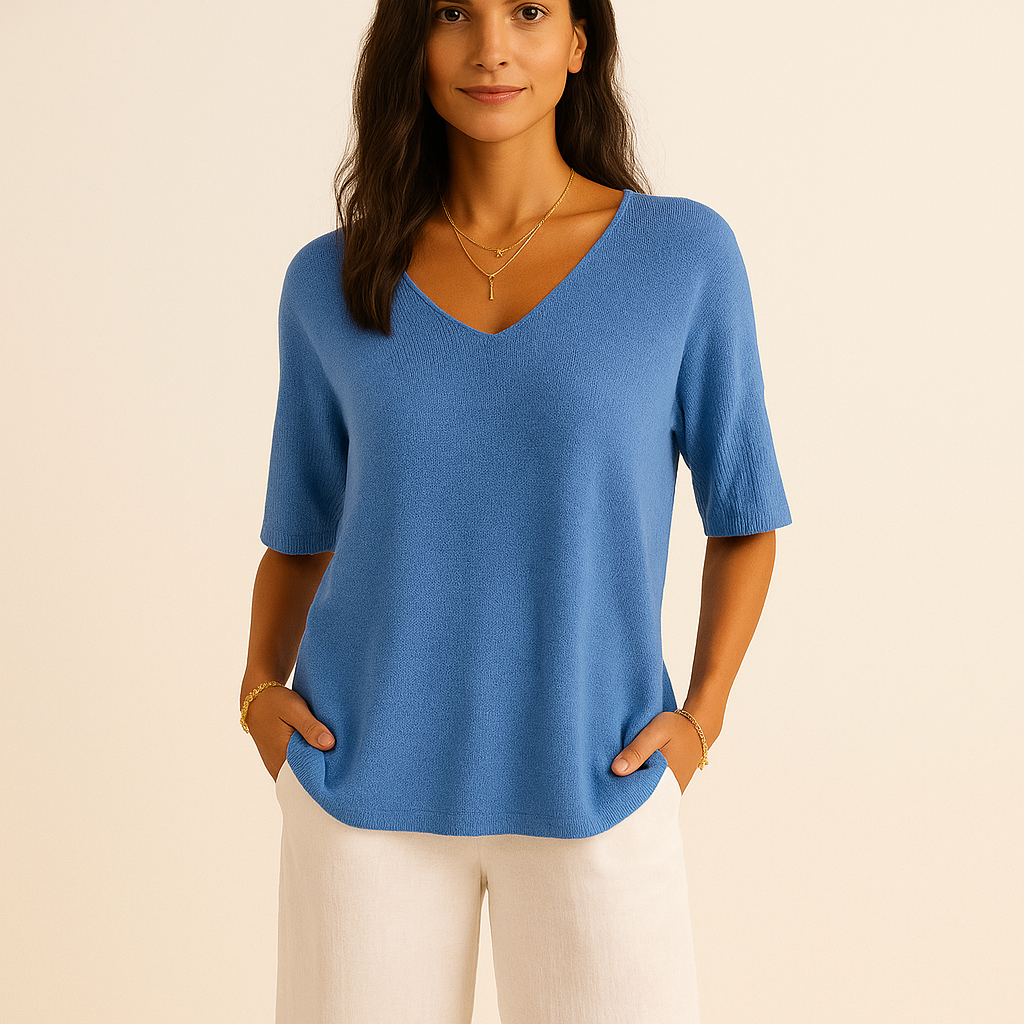 V-Hals Strikbluse | Perfekt til Lag-på-Lag Look