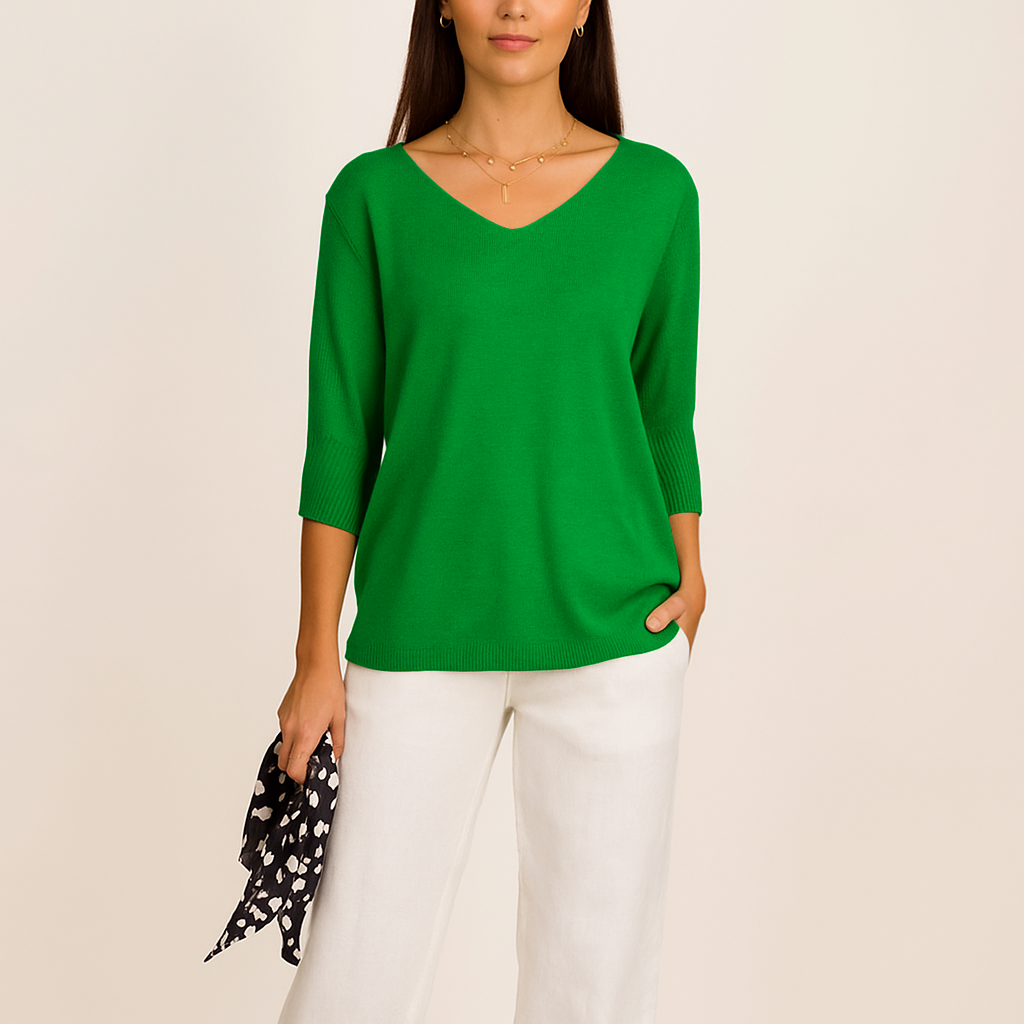 V-Hals Strikbluse | Perfekt til Lag-på-Lag Look