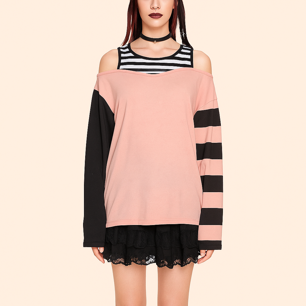 Trendy Bluse med Asymmetrisk Design | Off-Shoulder og Komfort