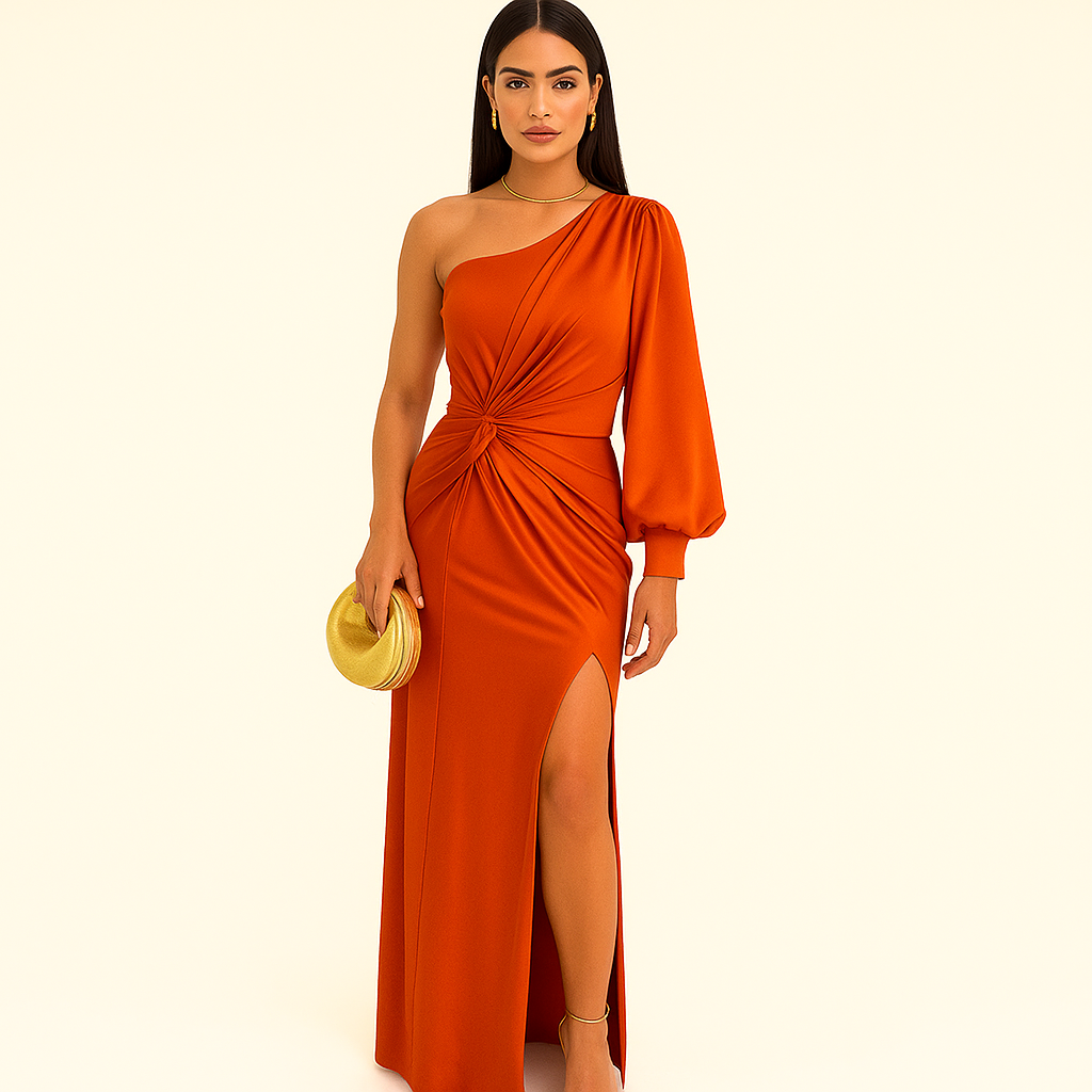 One-Shoulder Kjole | Silkeagtig Satin med Eksklusivt Udtryk