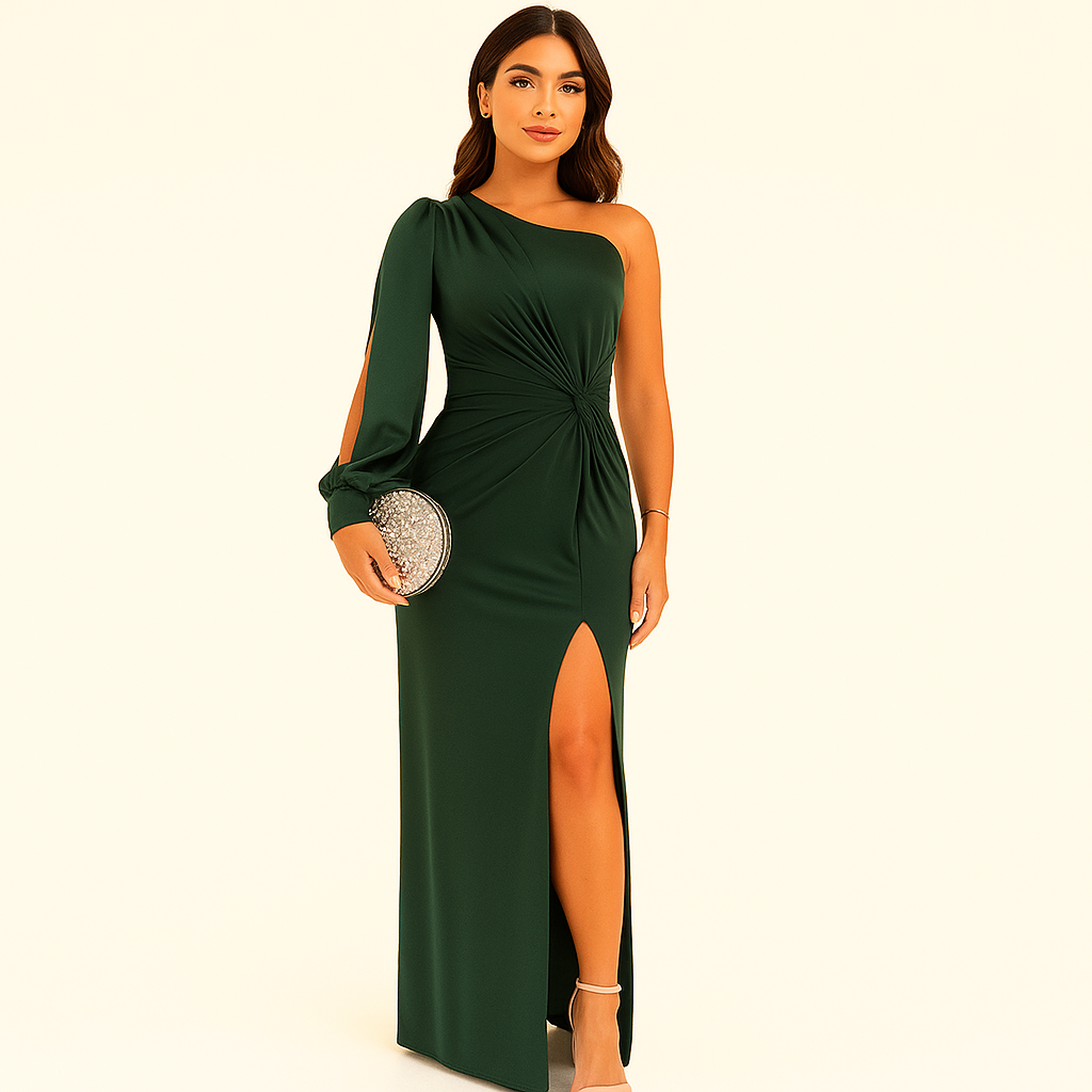One-Shoulder Kjole | Silkeagtig Satin med Eksklusivt Udtryk