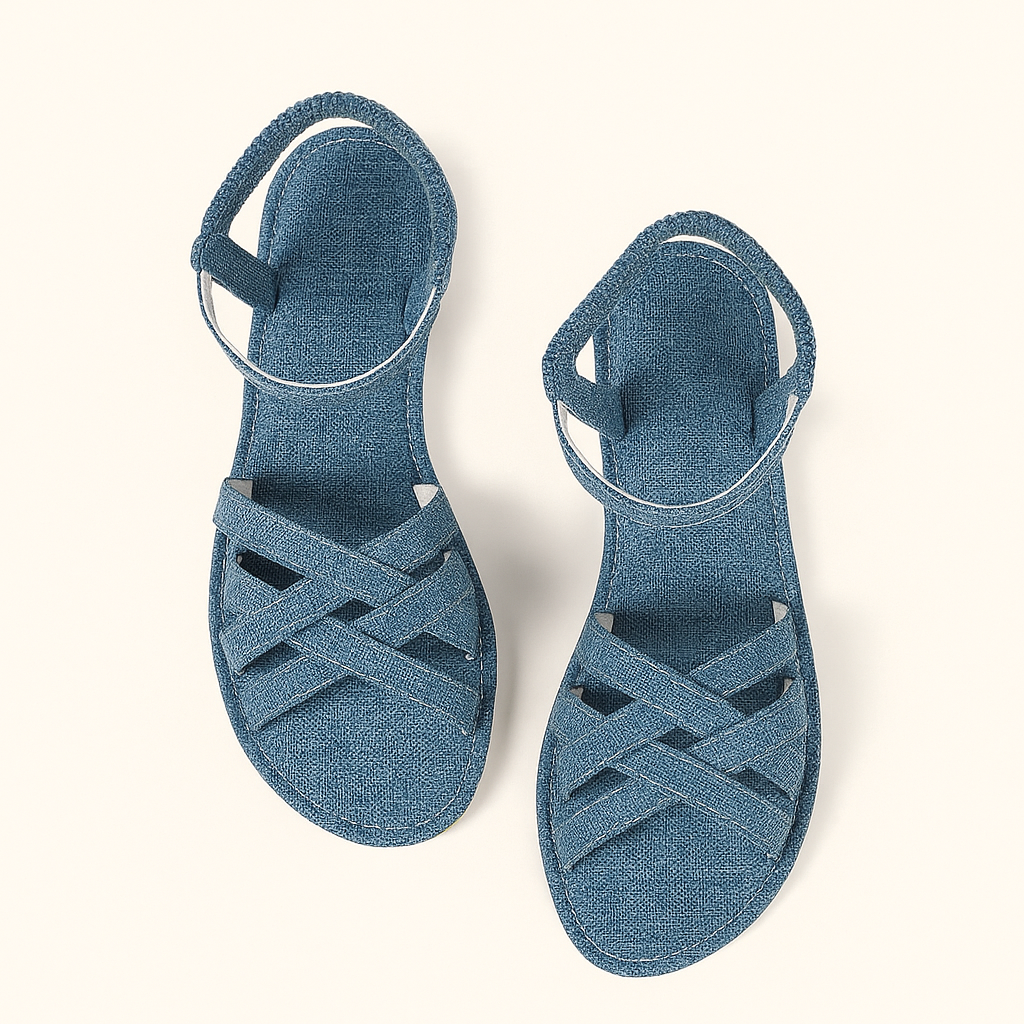 Blå Sandaler med Lav Hæl til Kvinder | Klassisk & Komfortabel
