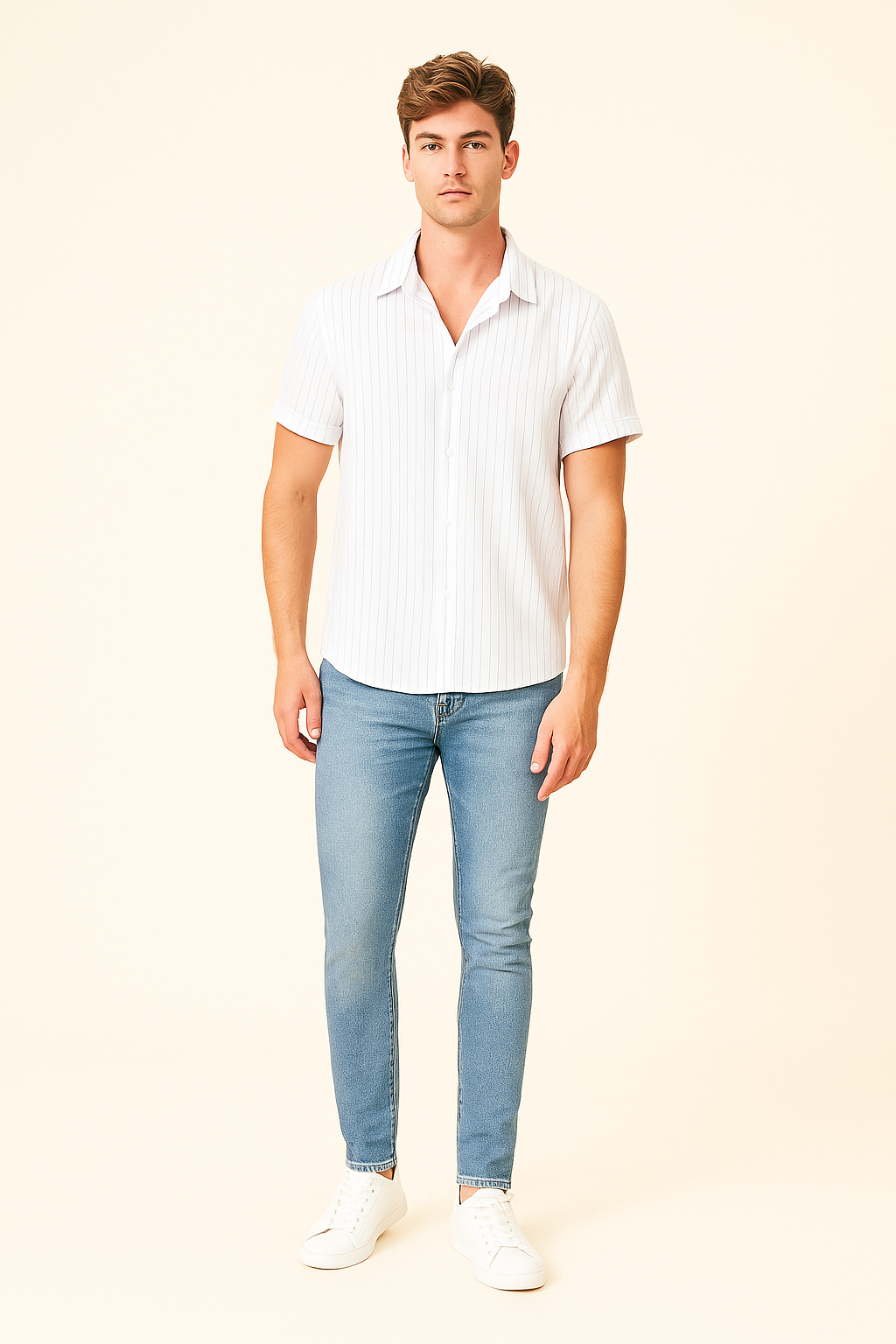 Moderne Stribet Skjorte | Let Bomuld og Stilrent Look