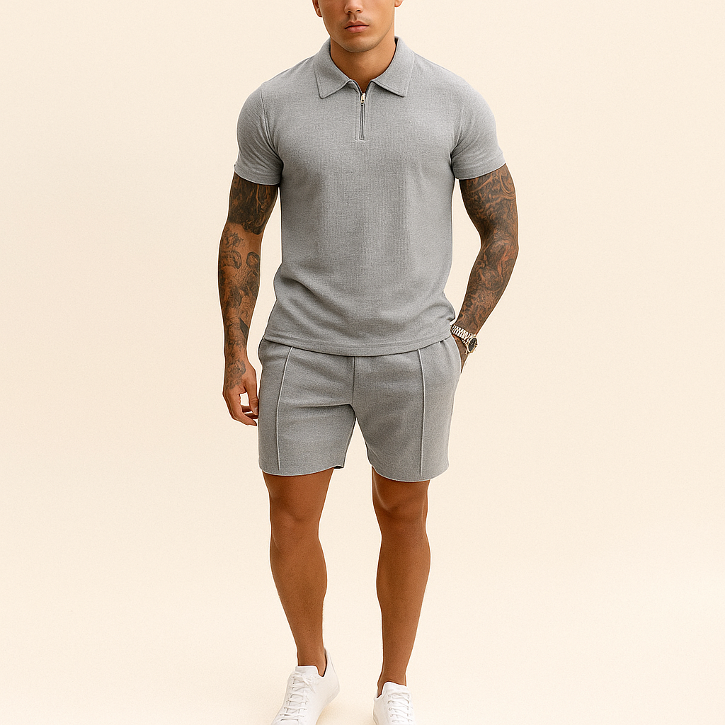 Herre Sommer Sæt | Smart Polo med Matchende Shorts