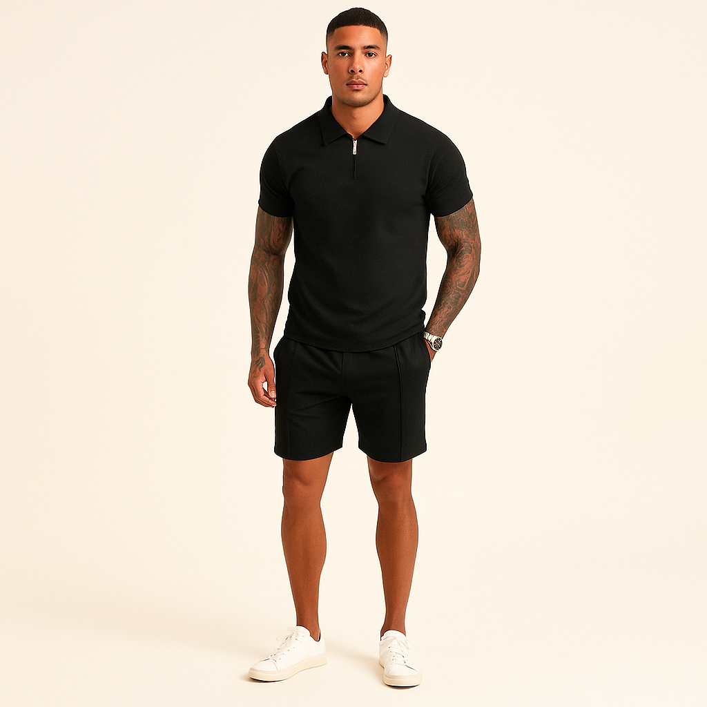 Herre Sommer Sæt | Smart Polo med Matchende Shorts