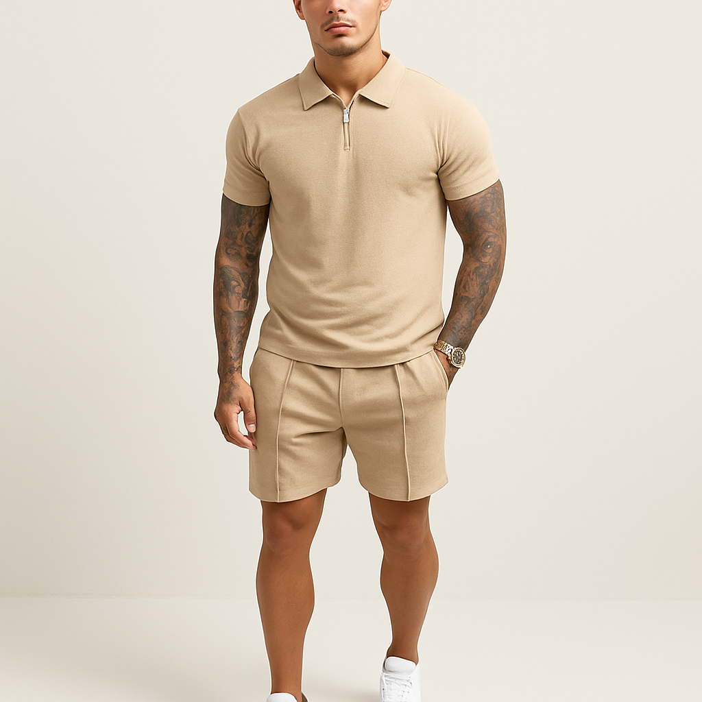 Herre Sommer Sæt | Smart Polo med Matchende Shorts