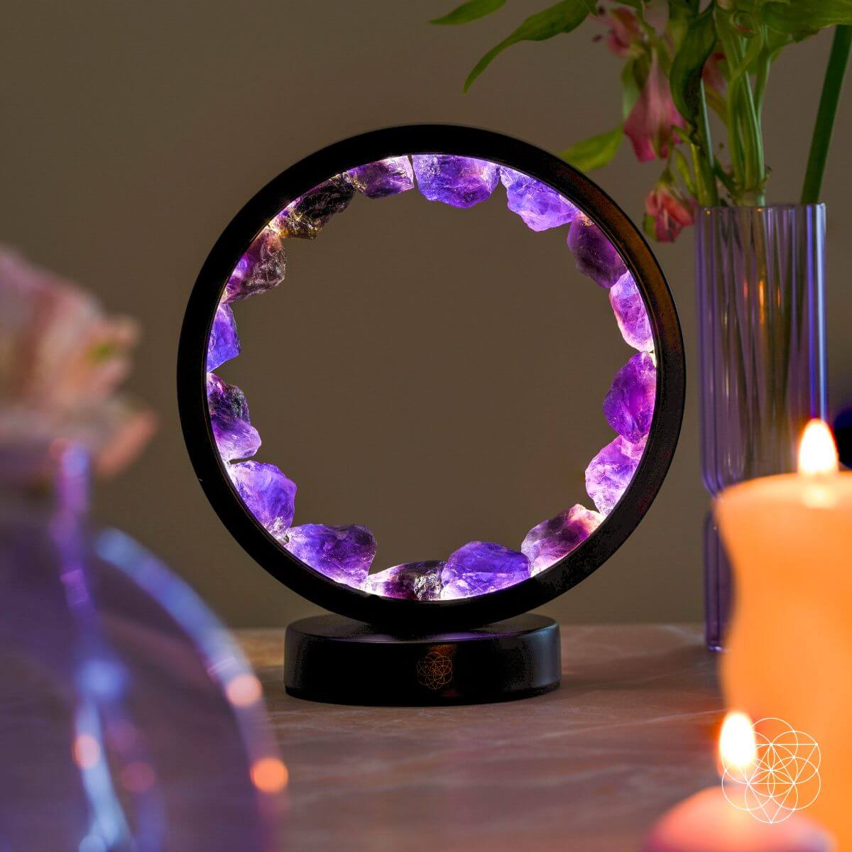 Halo Lampe | Amethystens Beskyttelse og Beroligelse