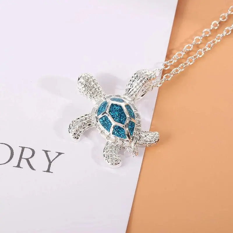 Skildpadde Vedhæng med Blå Opal | Maritim Elegance