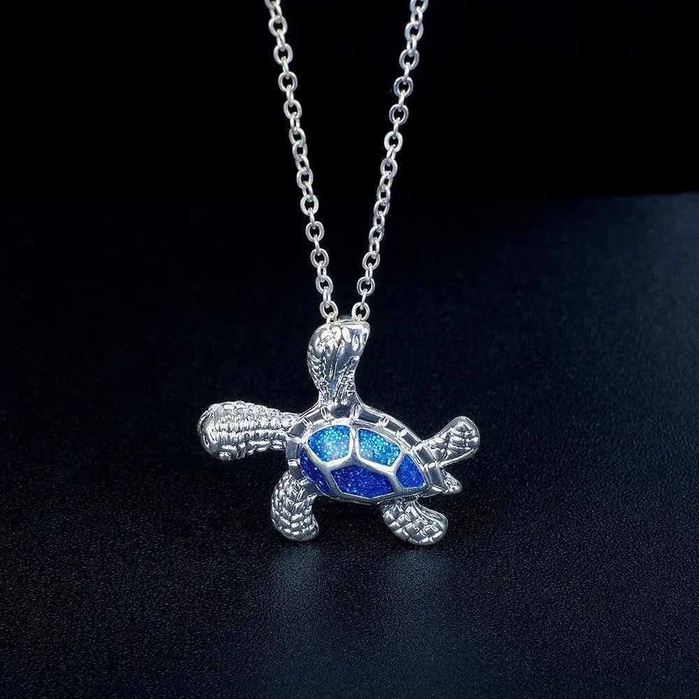 Skildpadde Vedhæng med Blå Opal | Maritim Elegance
