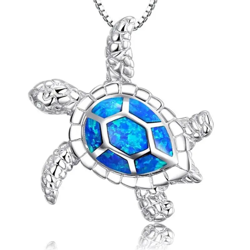 Skildpadde Vedhæng med Blå Opal | Maritim Elegance
