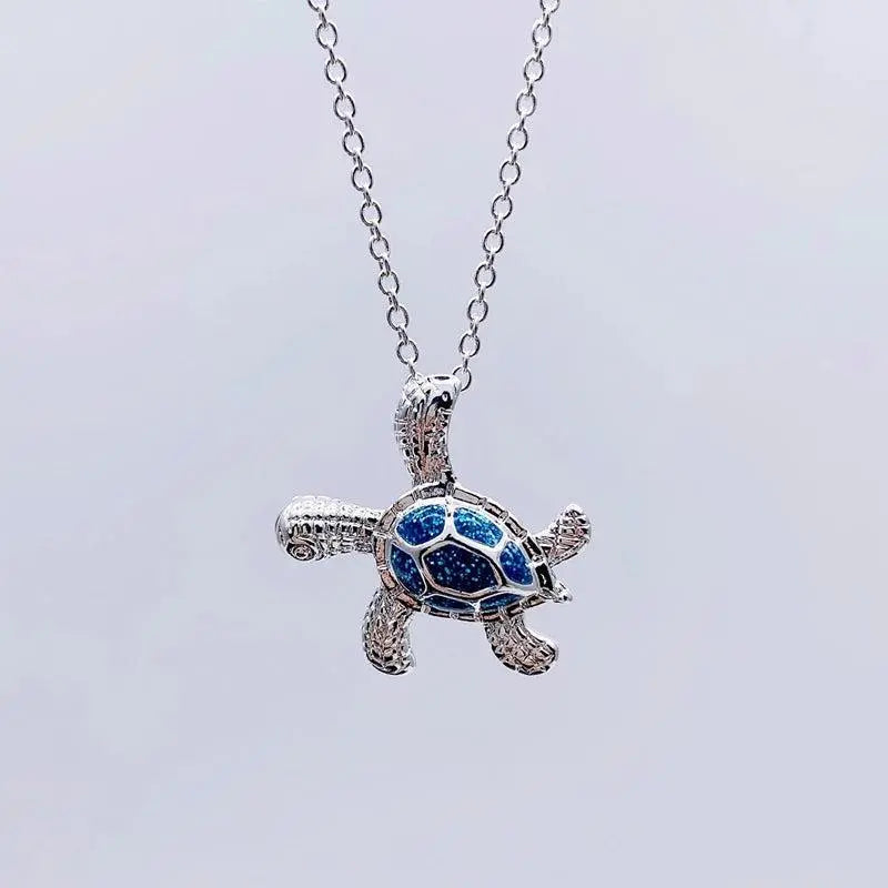 Skildpadde Vedhæng med Blå Opal | Maritim Elegance