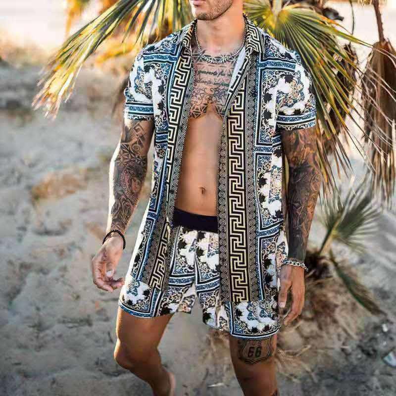 Trendy Hawaiian Herre Sæt | Festlig og Afslappet Stil