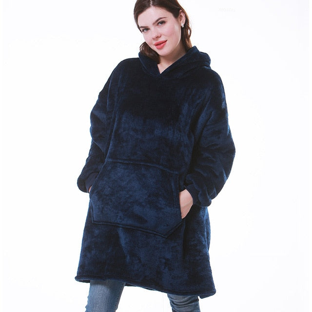 Hoodie Blanket i Flannel og Sherpa | Varm og Maskinvaskbar