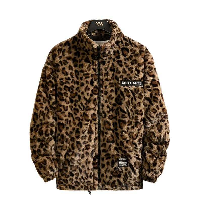 Casual og Varm Leopardrjakke til Mænd