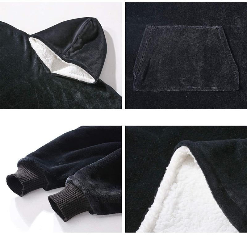 Hoodie Blanket i Flannel og Sherpa | Varm og Maskinvaskbar