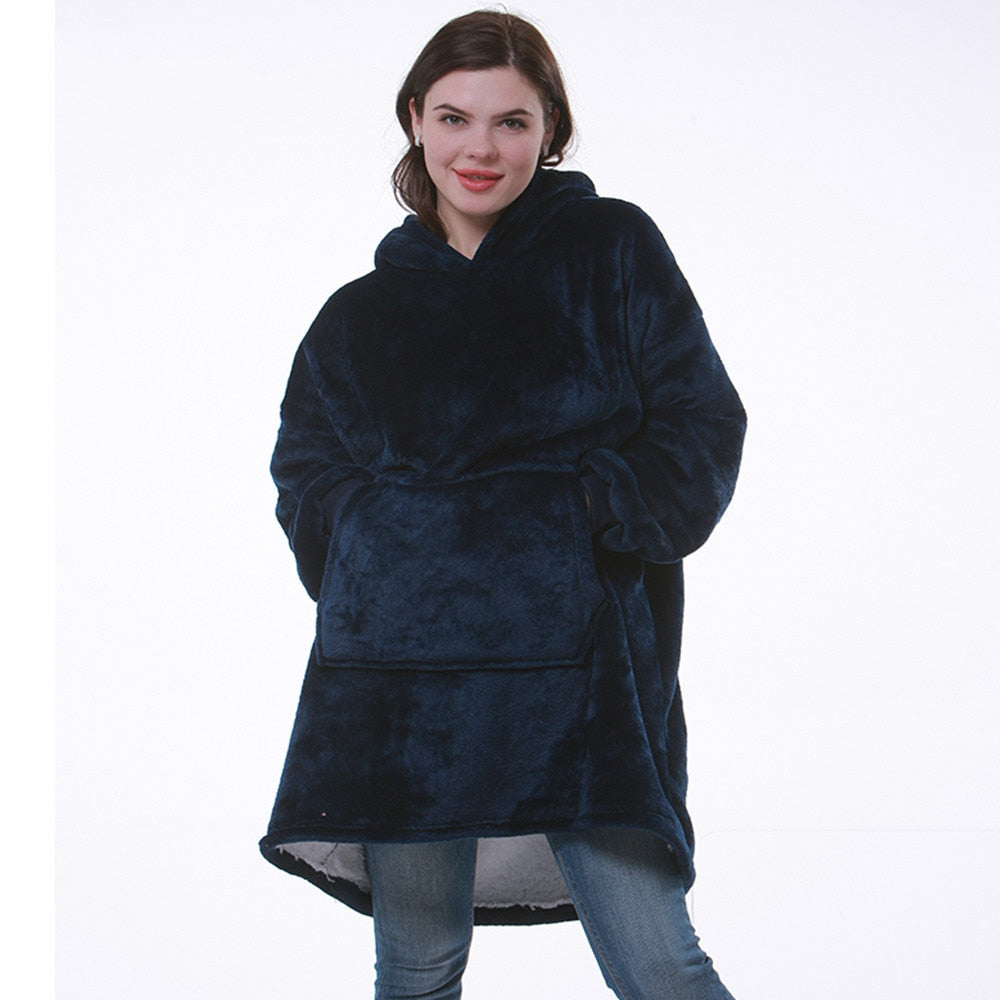 Hoodie Blanket i Flannel og Sherpa | Varm og Maskinvaskbar