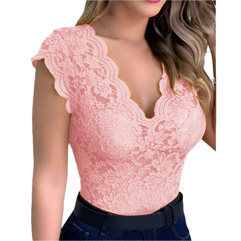 Damebluse med Blomster og Kantsyning | Perfekt til Sommeren