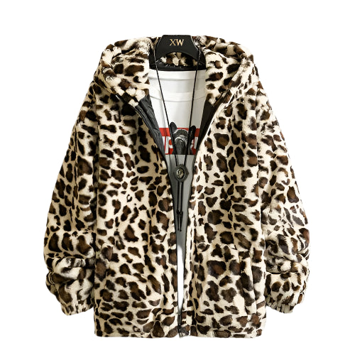 Casual og Varm Leopardrjakke til Mænd
