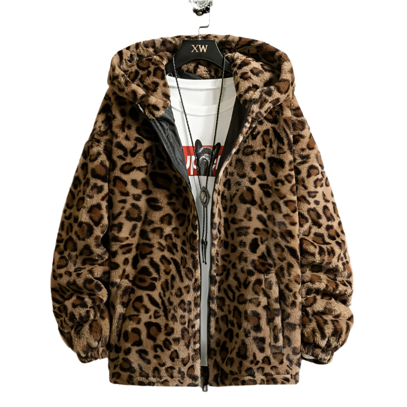 Casual og Varm Leopardrjakke til Mænd