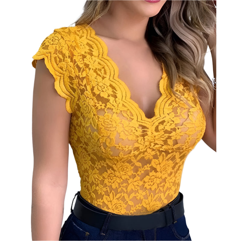 Damebluse med Blomster og Kantsyning | Perfekt til Sommeren
