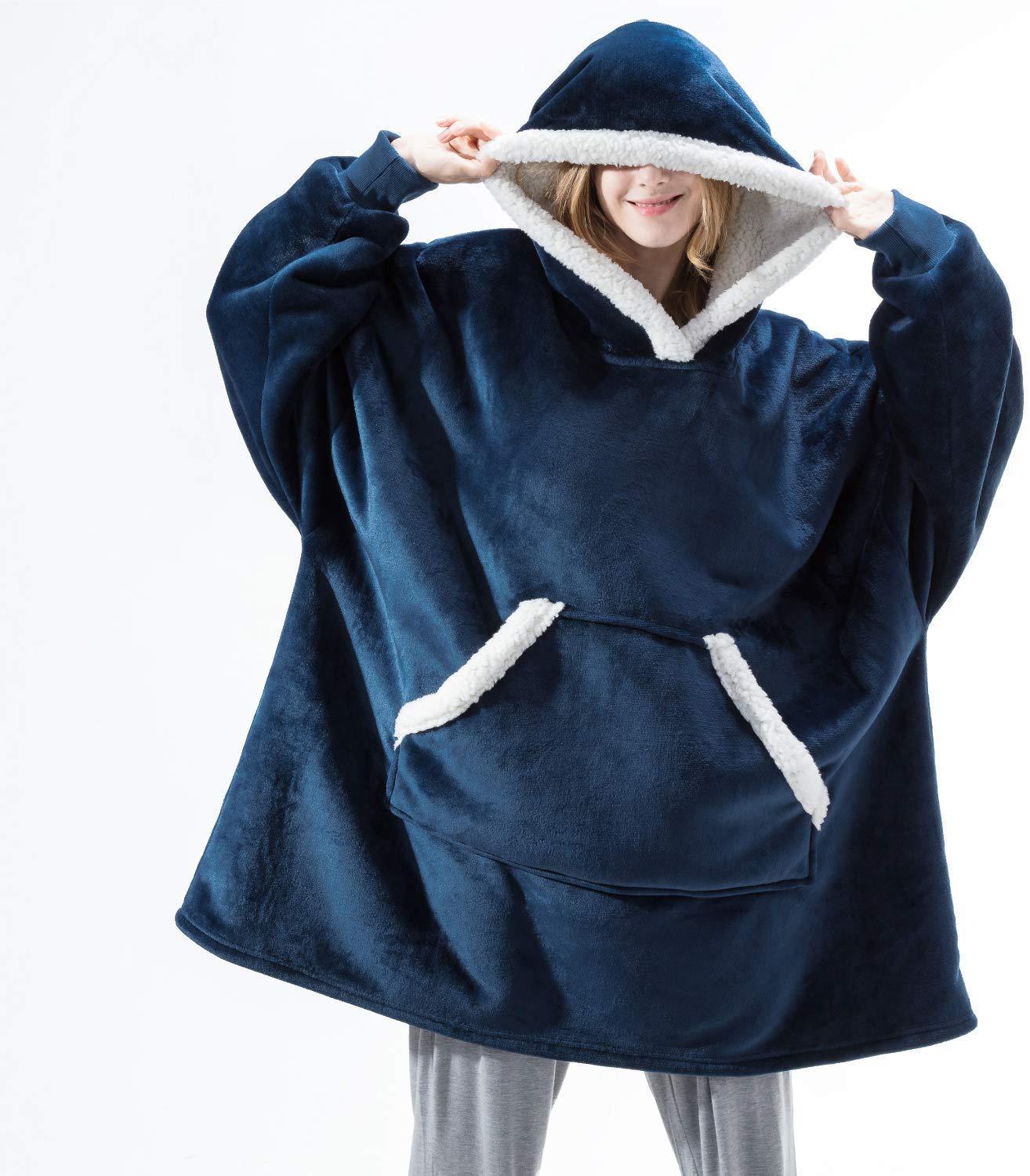 Hoodie Blanket i Flannel og Sherpa | Varm og Maskinvaskbar