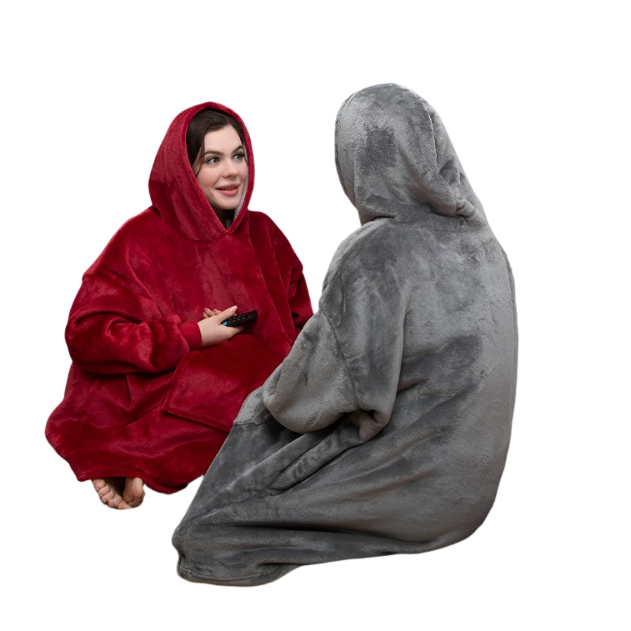 Hoodie Blanket i Flannel og Sherpa | Varm og Maskinvaskbar