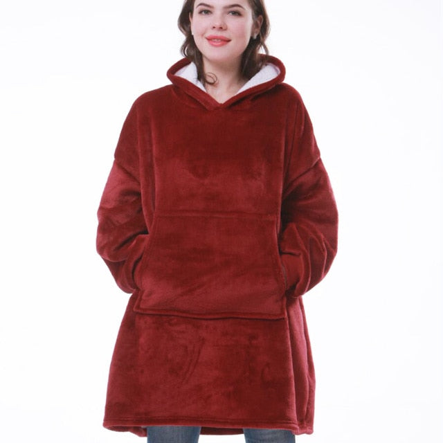 Hoodie Blanket i Flannel og Sherpa | Varm og Maskinvaskbar