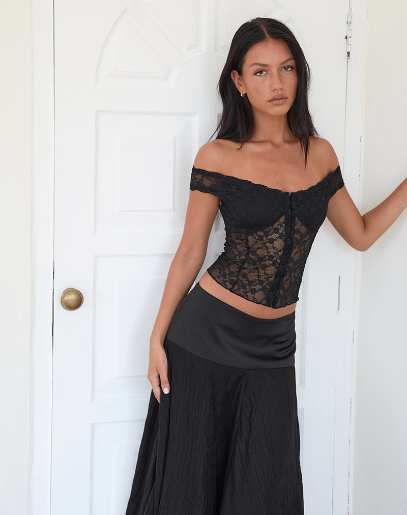 Off-Shoulder Top med Blonder og Struktur | Tidløs og Smuk Pasform