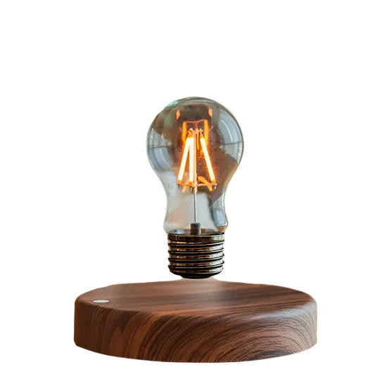 Flydende Pærelampe i Træ | Unik LED Designbelysning