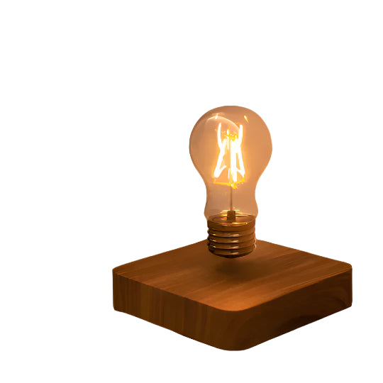 Flydende Pærelampe i Træ | Unik LED Designbelysning